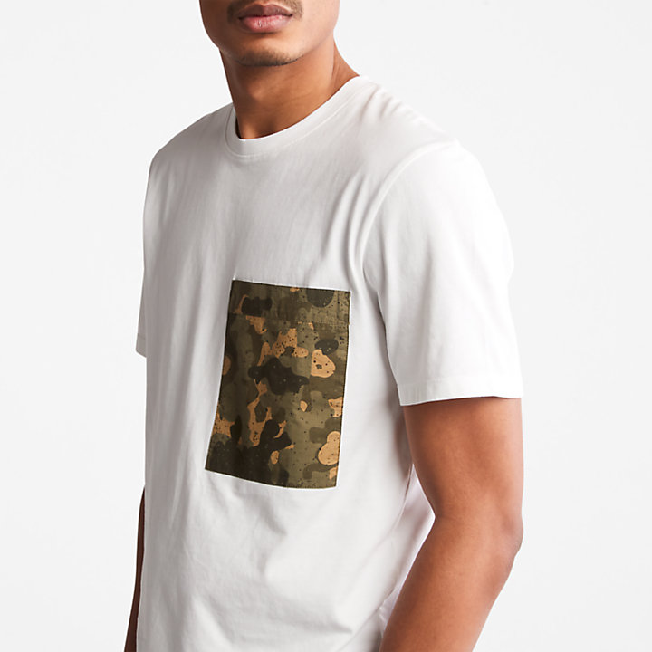 Outdoor Heritage T-shirt met Zak met Camouflageprint voor heren in wit-