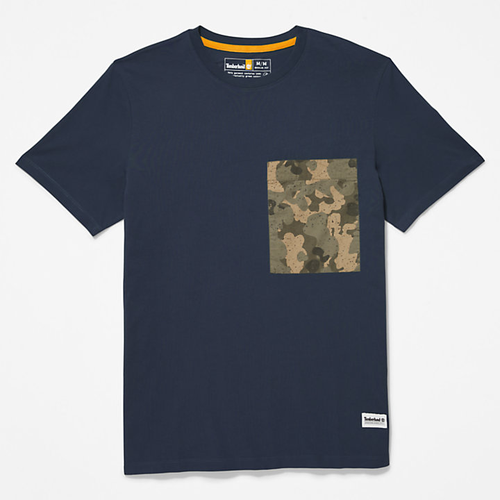 T-shirt à poche camouflage Outdoor Heritage pour homme en bleu marine-