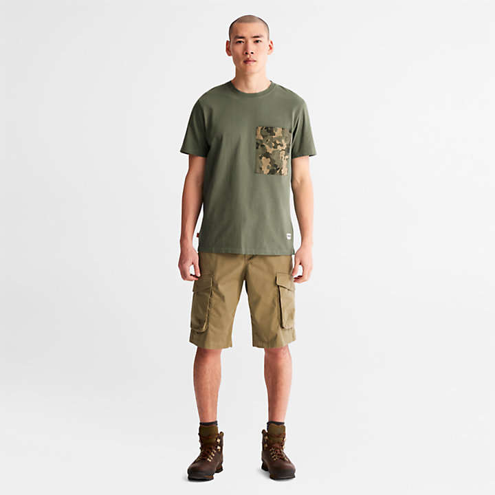 T-shirt à poche camouflage Outdoor Heritage pour homme en vert foncé-