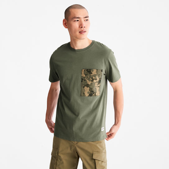 T-shirt à poche camouflage Outdoor Heritage pour homme en vert foncé | Timberland