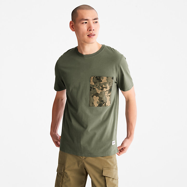Camiseta con Bolsillo de Camuflaje Outdoor Heritage para Hombre en verde oscuro-