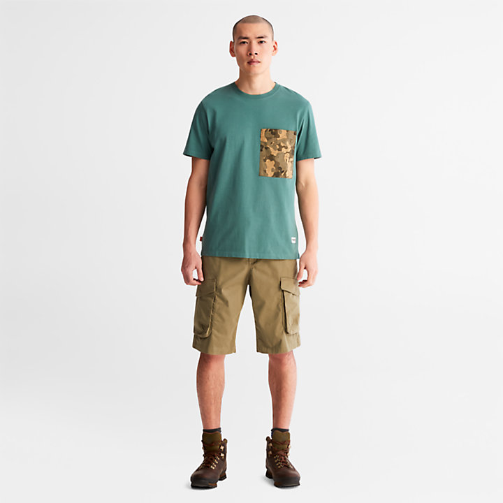 T-shirt da Uomo con Tasca Mimetica Outdoor Heritage in verde-