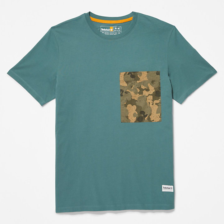 Outdoor Heritage T-Shirt mit Camo-Print auf Tasche für Herren in Grün-