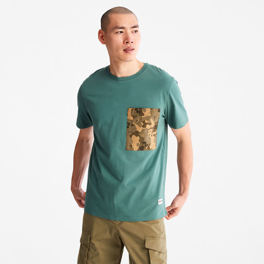 Outdoor Heritage T-shirt met Zak met Camouflageprint voor heren in groen | Timberland