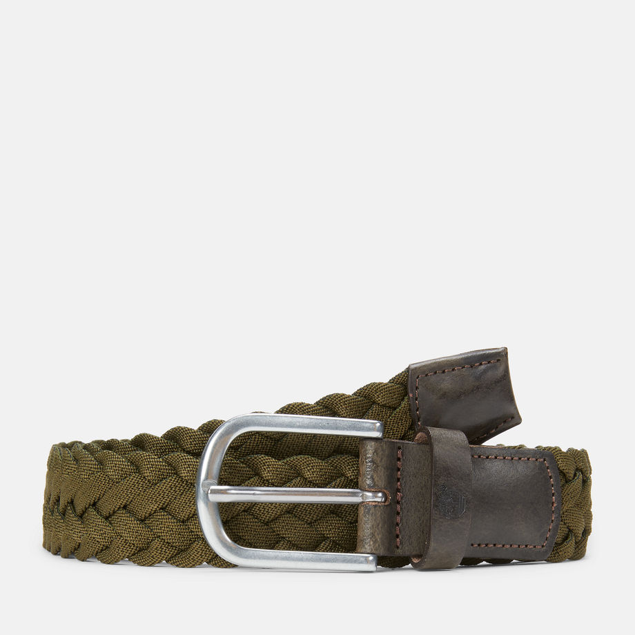 Timberland 1.4/35mm Braided Belt For Men In Green Green