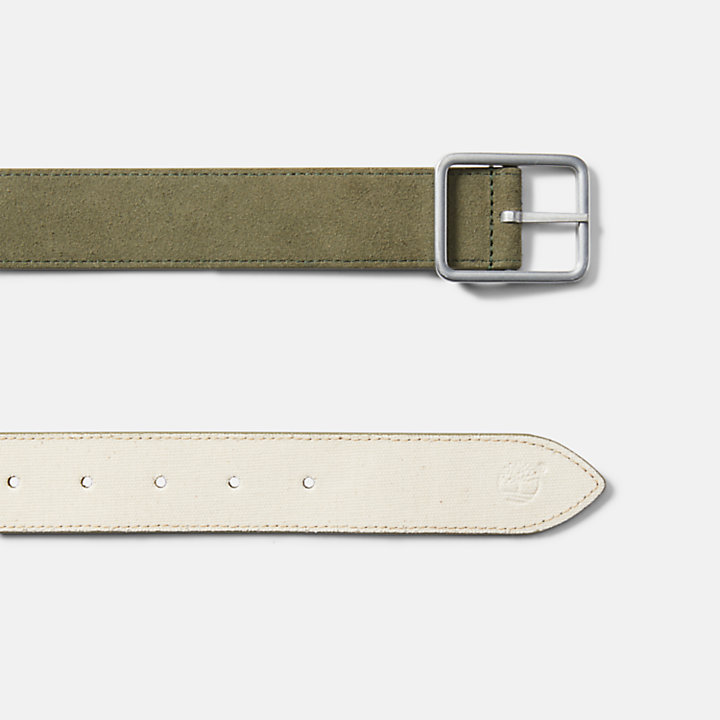 Reversible Canvas and Leather Belt for Men in Beige-