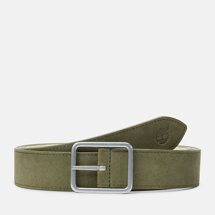 Reversible Canvas and Leather Belt for Men in Beige-