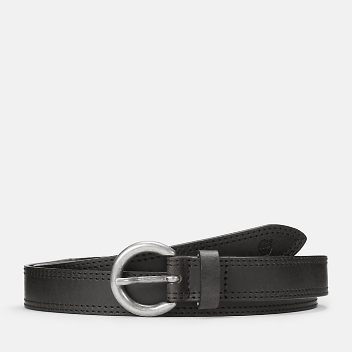 Cinturón reversible de 25 mm/1 in con hebilla ovalada para mujer en negro-