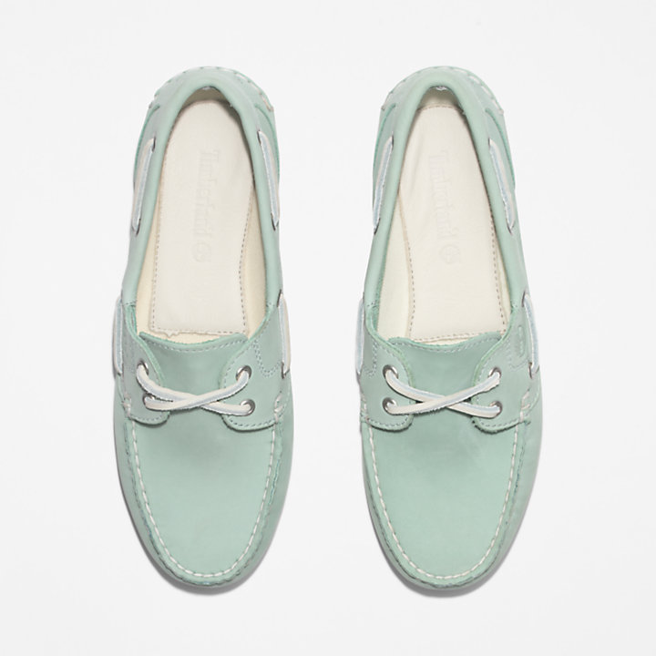 Classic Leather Boat Shoe for Women in Green-