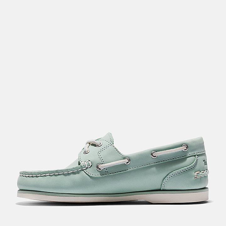 Classic Leather Boat Shoe for Women in Green