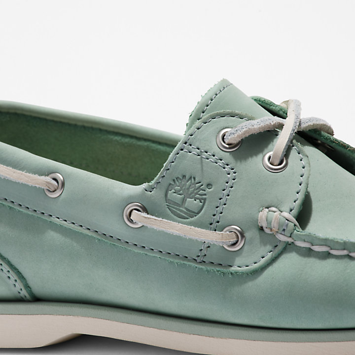 Classic Leather Boat Shoe for Women in Green-