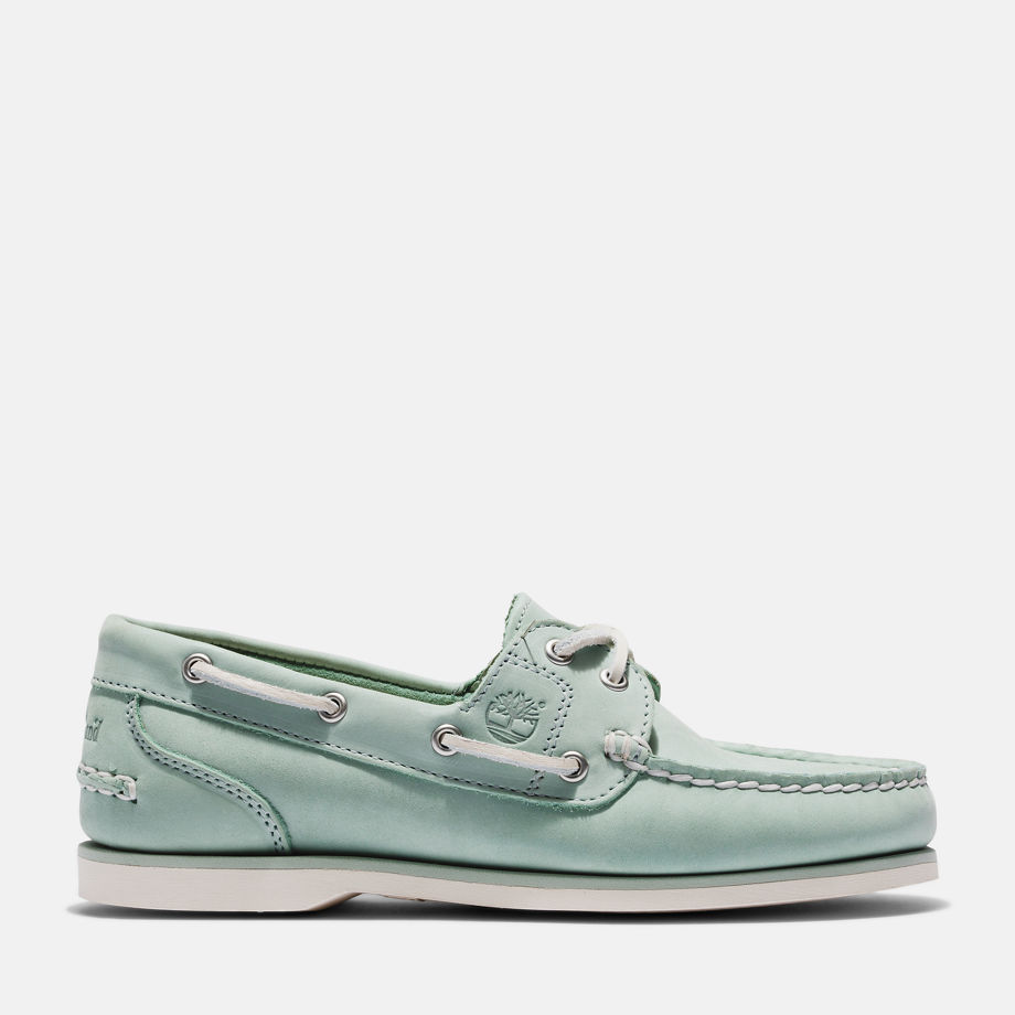 Timberland Classic Leather Boat Shoe For Women In Green Light Green, Size 6
