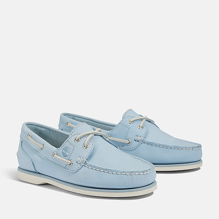 Classic Leather Boat Shoe for Women in Light Blue