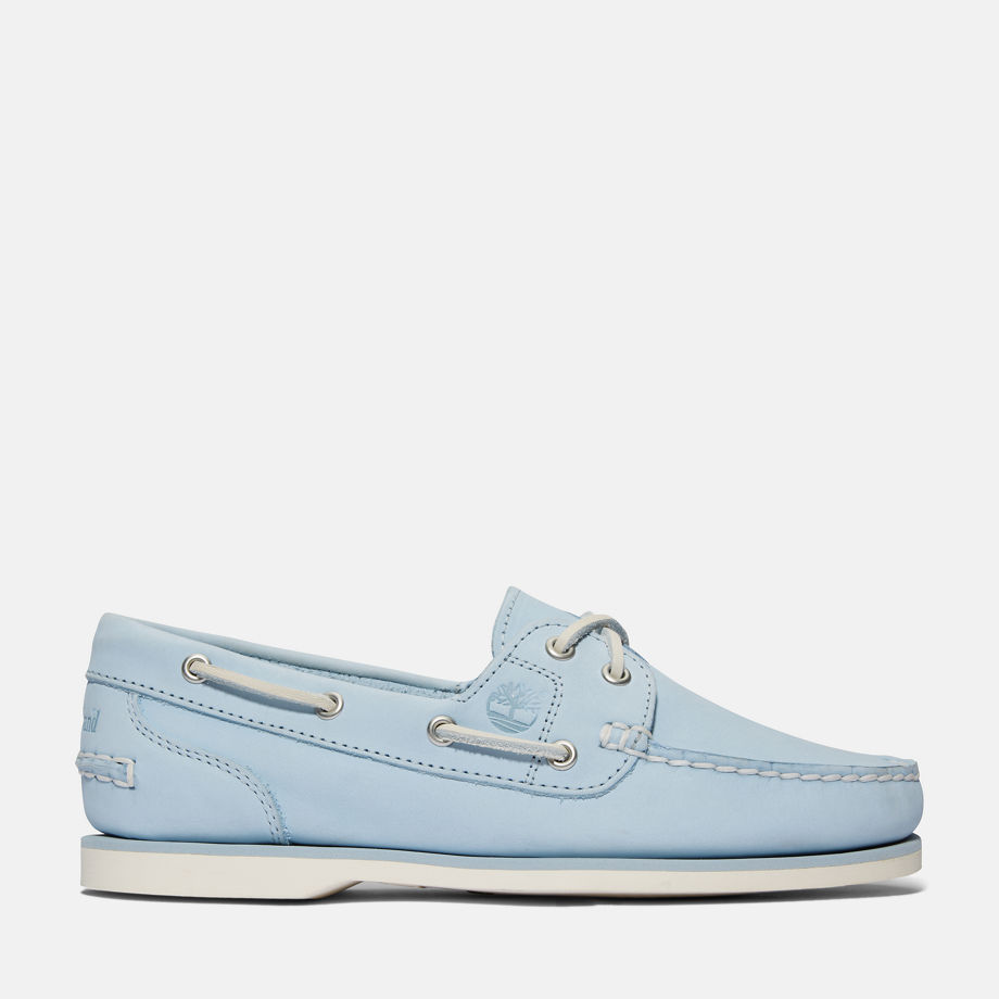 Timberland Classic Leather Boat Shoe For Women In Light Blue Light Blue, Size 5.5