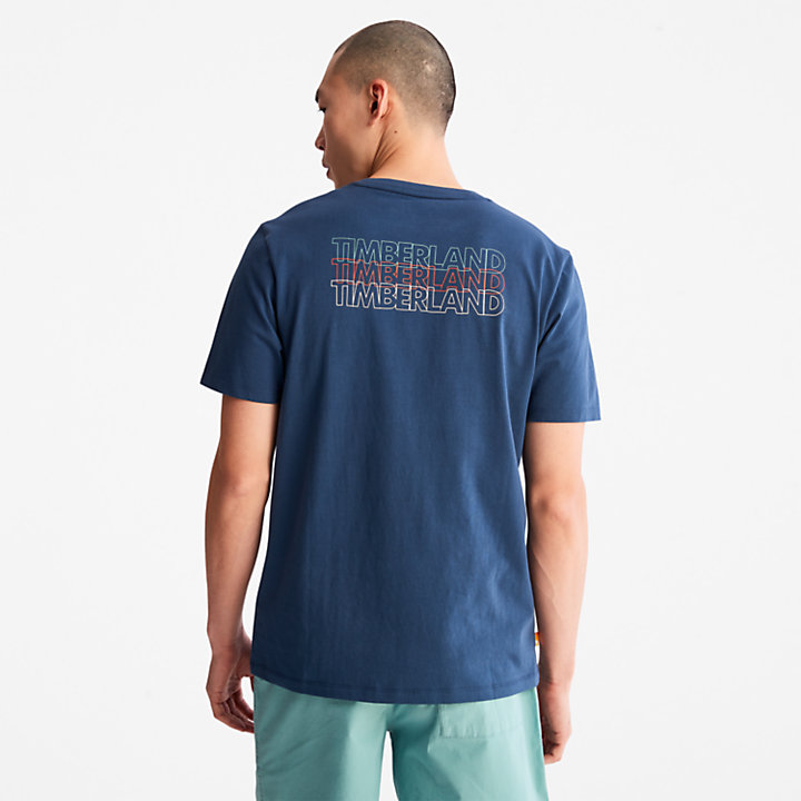 Outdoor Heritage T-Shirt mit mehrschichtigem Logo für Herren in Blau-