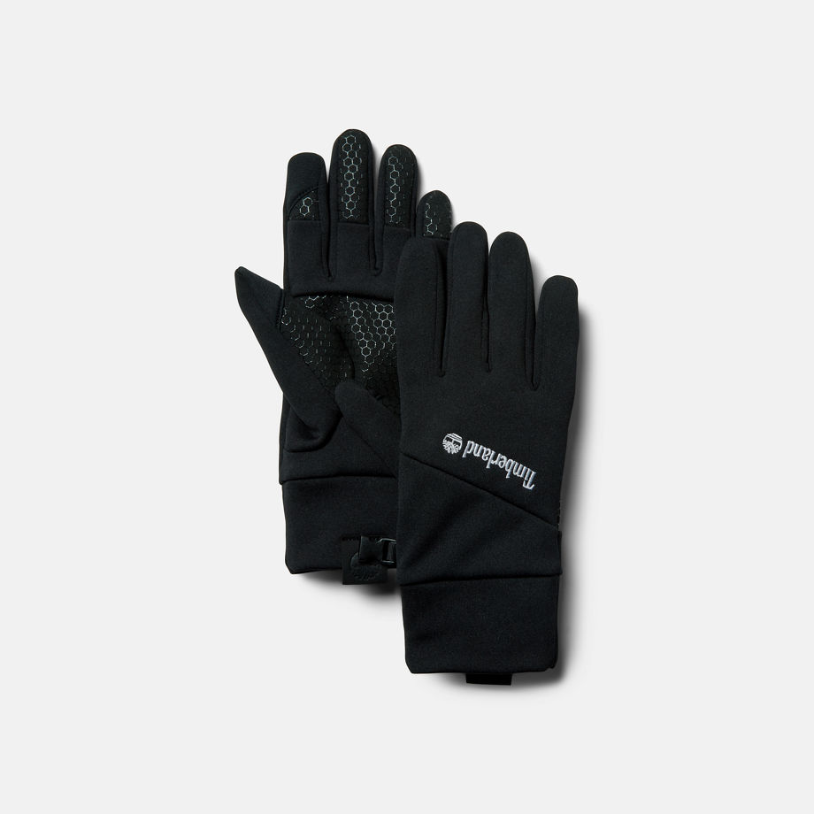 Timberland Colour-block Stretch Fleece Gloves For Men In Black Black, Size S