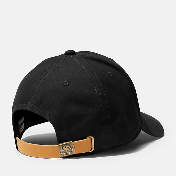 Gorra de béisbol con logotipo de cuero para hombre en negro-