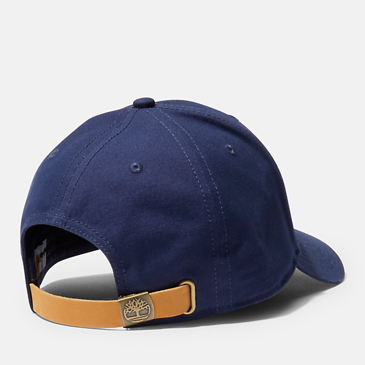 Leather-Logo Baseball Cap for Men in Dark Blue-