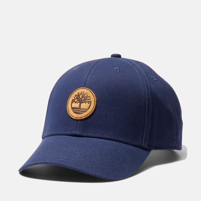 Timberland Leather-logo Baseball Cap For Men In Dark Blue Navy, Size ONE