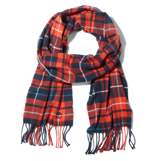 Check Scarf with Gift Box for Men in Orange | Timberland