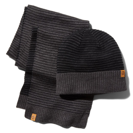 Ottoman-Rib Beanie and Scarf Gift Set for Men in Grey | Timberland
