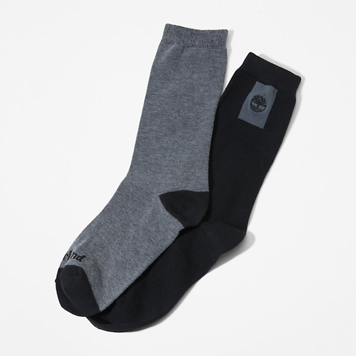 2-Pack Crew Socks for Men in Black-