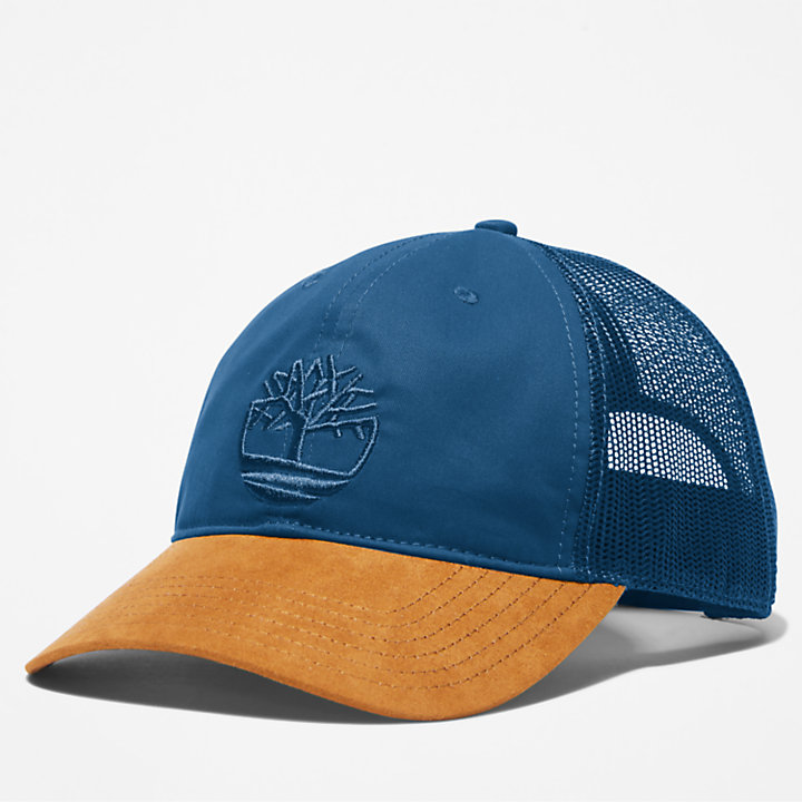 Trucker Hat with a Faux-suede Brim for Men in Blue-