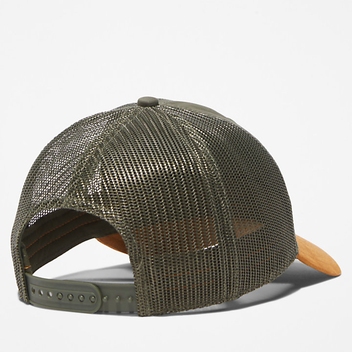 Trucker Hat with a Faux-suede Brim for Men in Green-