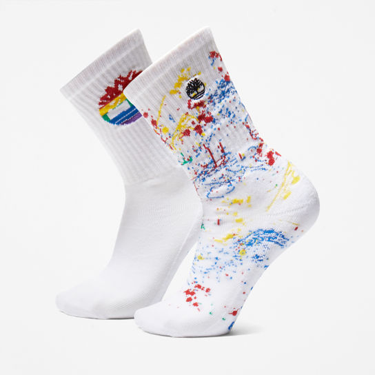 2-Pack Pride Crew Socks for Men in White | Timberland