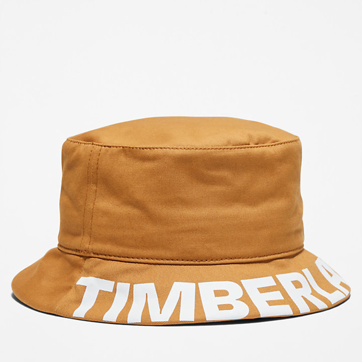 Text Logo Bucket Hat for Men in Yellow-