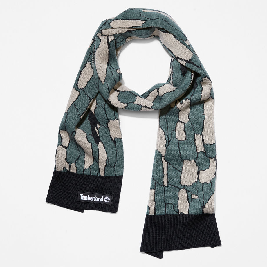 Timberland All Gender Cranmore Knit Scarf In Camo Green Unisex