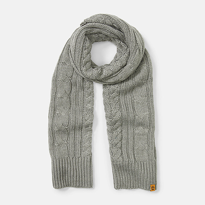 Prescott Park Cabled Scarf for Women in Light Grey