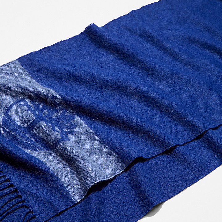 Jacquard Sjaal met logo voor heren in blauw