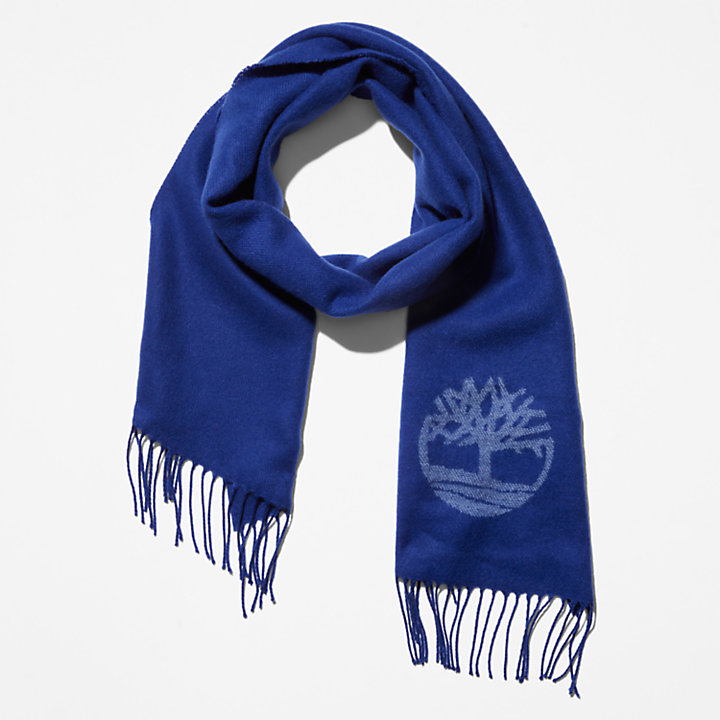 Jacquard Sjaal met logo voor heren in blauw-