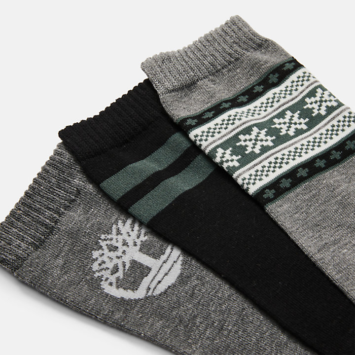 3-Pack Giftable Festive Socks for Men in Grey-