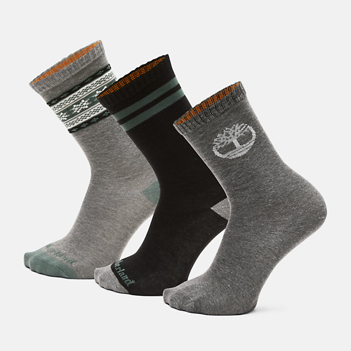 3-Pack Giftable Festive Socks for Men in Grey-