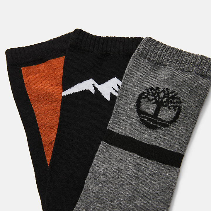3-Pack Graphic Socks Gift Pack for Men in Black-