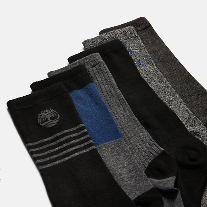 Elmhurst Crew-Socken im 6er-Pack zum Verschenken für Herren in Schwarz-