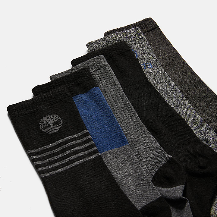 Elmhurst Crew-Socken im 6er-Pack zum Verschenken für Herren in Schwarz