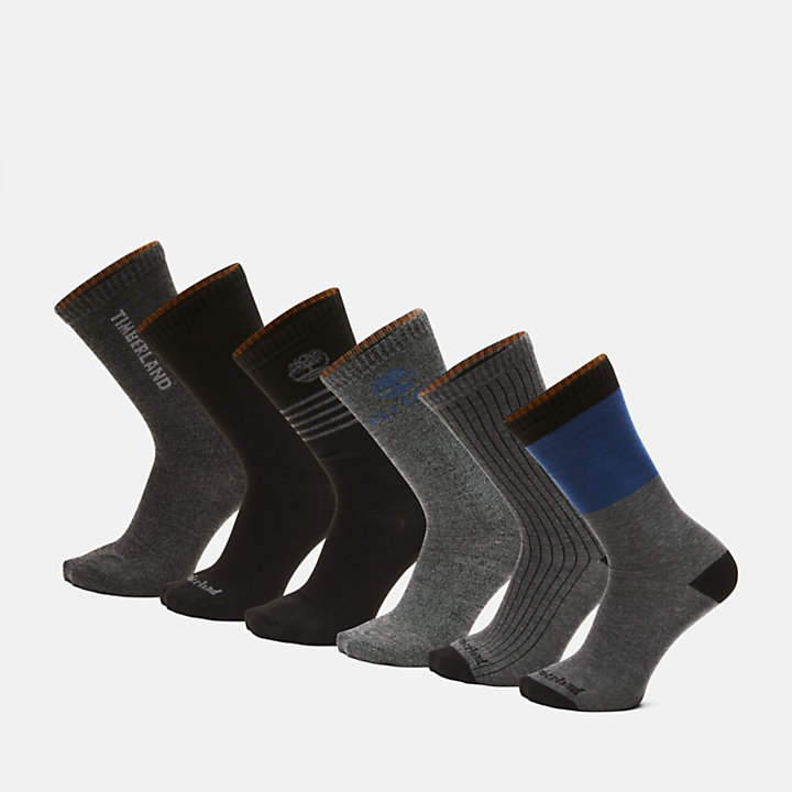 Mam Bij elkaar passen Merchandiser 6-pack geschenkset Elmhurst halfhoge sokken voor heren in zwart | Timberland