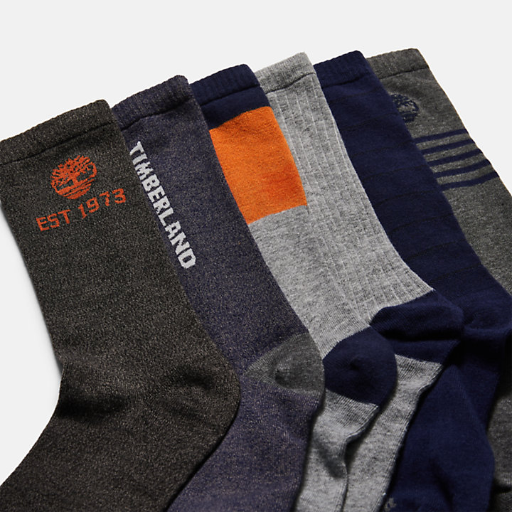 Elmhurst Crew-Socken im 6er-Pack zum Verschenken für Herren in Navyblau-