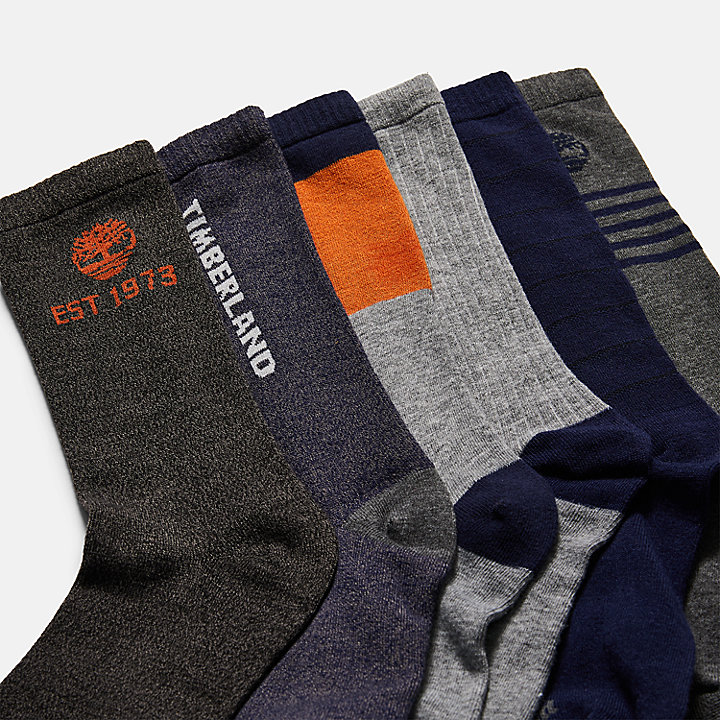 6-pack geschenkset Elmhurst halfhoge sokken voor heren in marineblauw