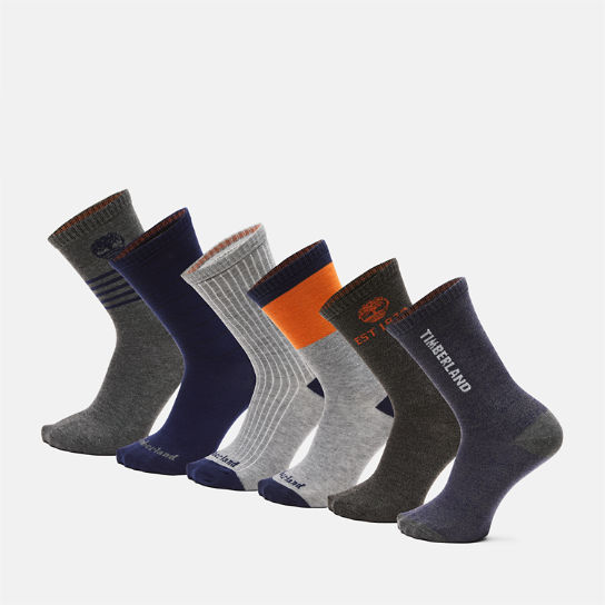 Paquete de 6 calcetines altos Elmhurst ideal para regalar para hombre en azul marino | Timberland