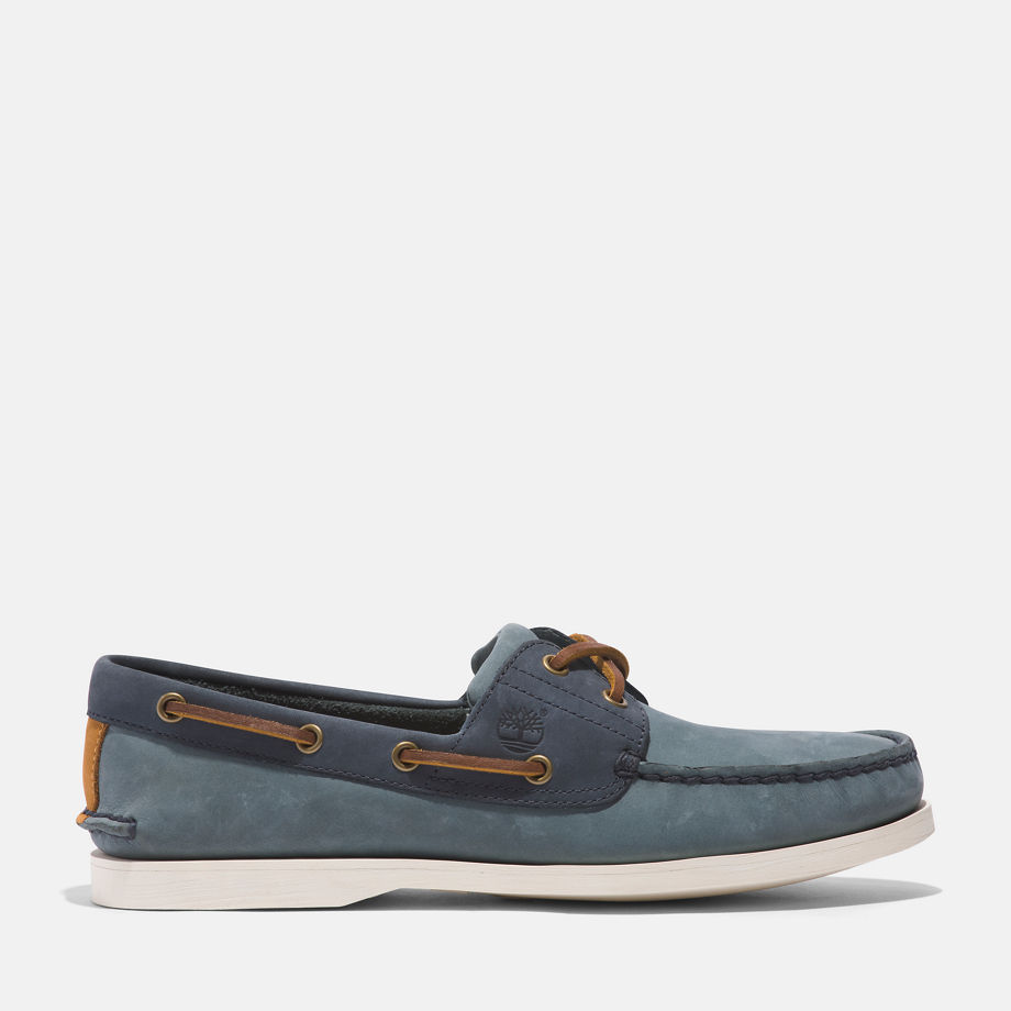Timberland Classic Leather Boat Shoe For Men In Medium Blue Blue, Size 8.5