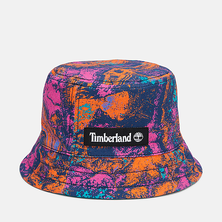 Shell Sunset Reversible Psychedelic Print Bucket Hat in Pink