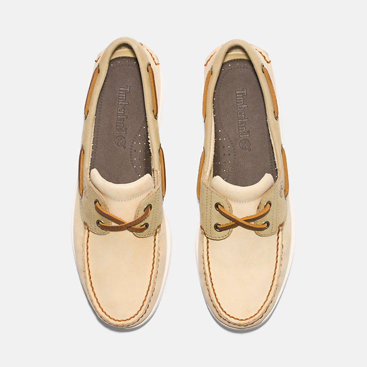 Classic Leather Boat Shoe for Men in Light Yellow-