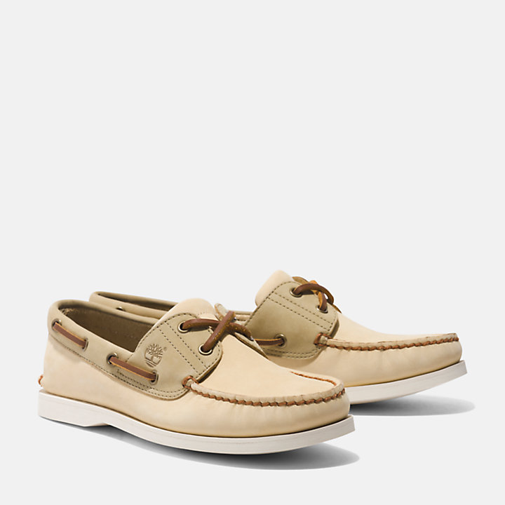Classic Leather Boat Shoe for Men in Light Yellow-
