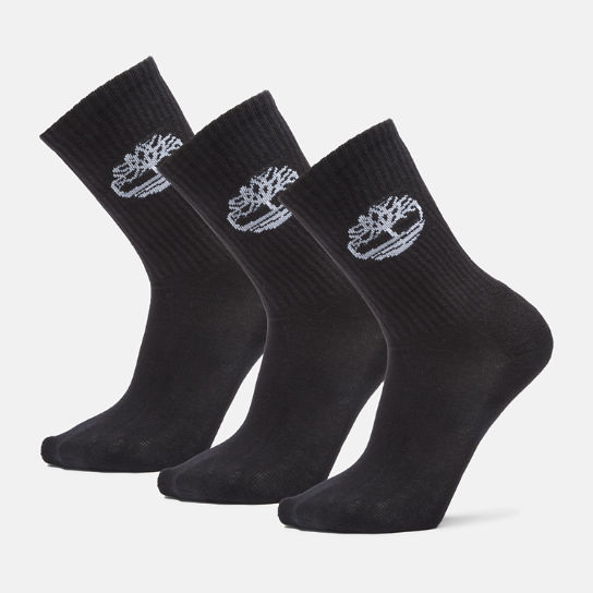 Three Pack Core Sport Crew Socks for Men in Black | Timberland