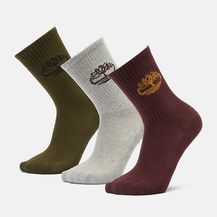 3-pack Core Sport halfhoge sokken voor heren in groen-