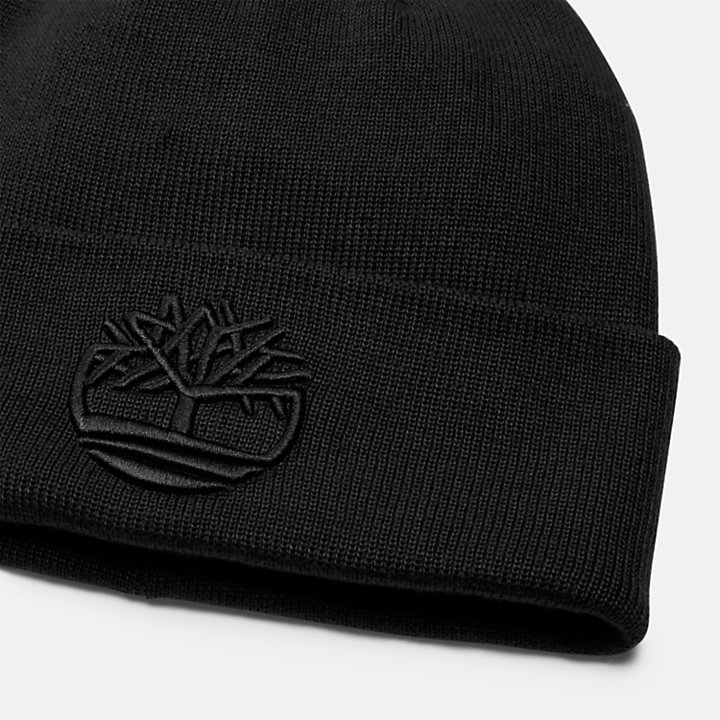 All Gender Tonal 3D Embroidery Beanie in Black-